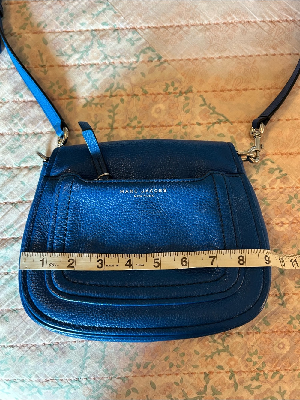 MARC JACOBS Empire City Large Royal Blue Leather Messenger Crossbody Saddle Bag - Picture 12 of 15
